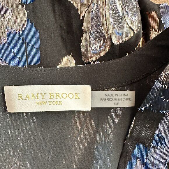 Ramy Brook S Trey Metallic Floral v neck button down Blouse - Picture 4 of 9
